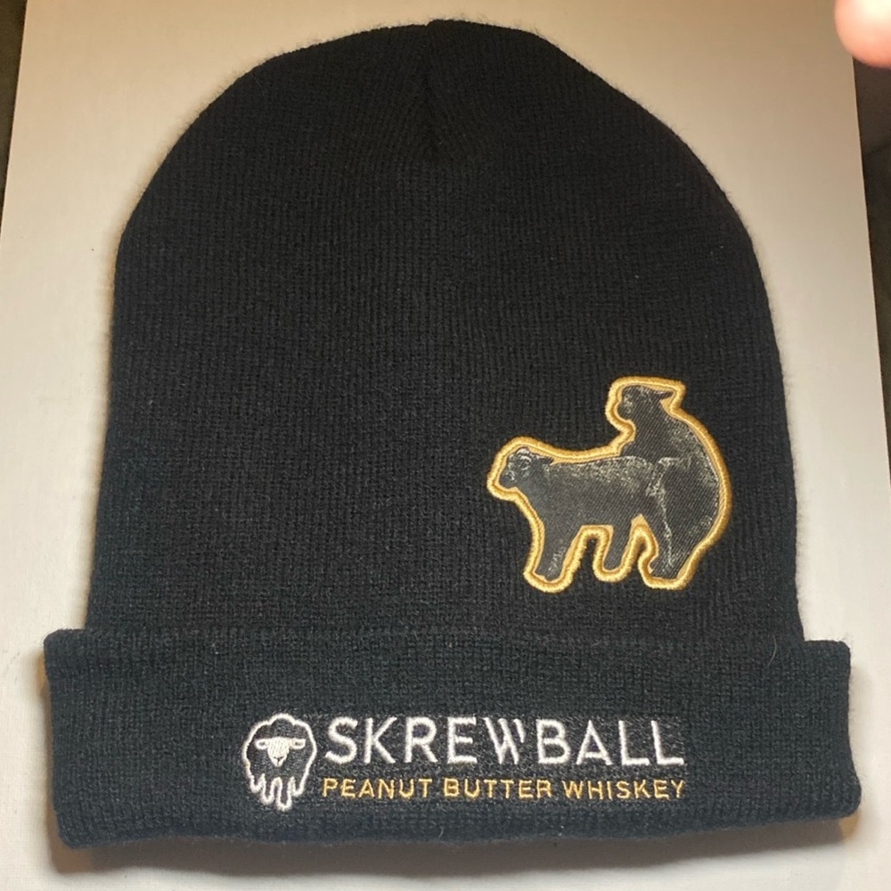 RARE Hilarious Skrewball Peanut Butter Whiskey Beanie Hat Black